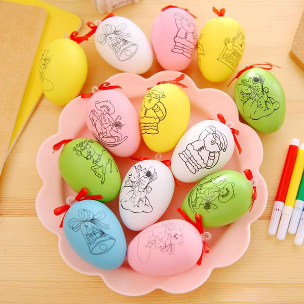 Manual DIY Easter Egg For Children Hand Drawn Plastic Goose Eggs For Festival Holiday Gift Decoration Supplies 0