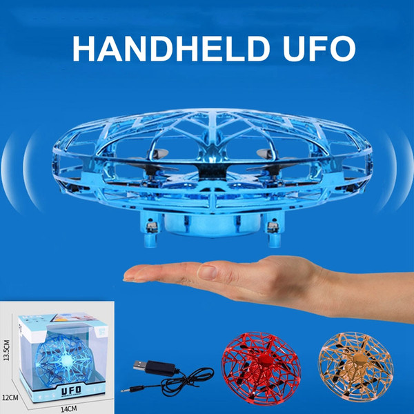 Anti-collision LED Flying Helicopter Magic Hand UFO Aircraft Sensing Mini Induction Drone Suspension UFO toys Kids Electric Electronic Toy