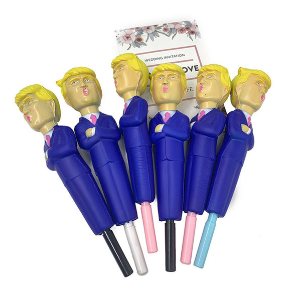 Hottest Donald Trump Squishy Pen Slow Rebound Decompression Toy Simulated Cartoon Funny Pens Cap Slow Rising Squeeze Kid Novelty Toys E11402