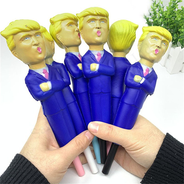 Trendy Donald Trump Squishy Pen Slow Rebound Decompression Toy Simulated Cartoon Funny pens Cap Slow Rising Squeeze Novelty Toys E11402