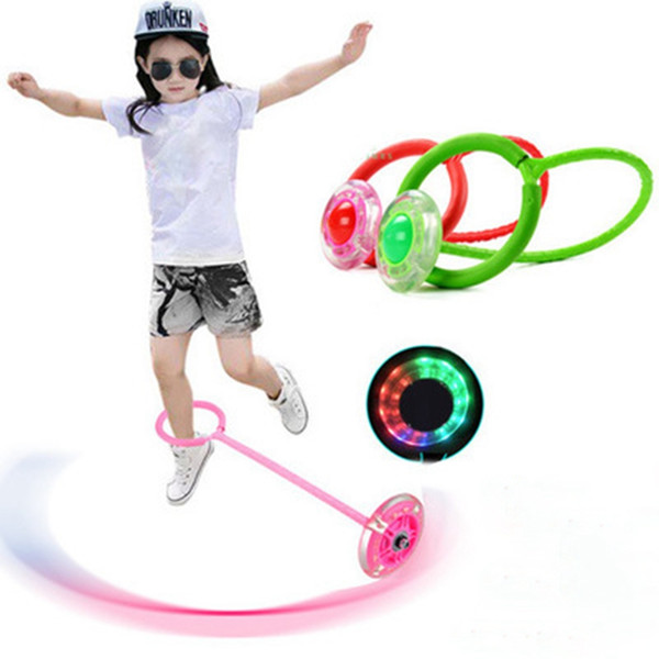 Outdoor Fun Toys Balls Elastic LED Flash Jumping Foot Force Ball Jumping Ring Jumping Circle Bouncing Ball Toys For Children