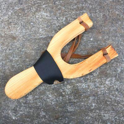 Wooden Style Slingshot Fun Traditional Kid Shooting Toys Outdoors Rubber String Sling Shots Hunting Props Wooden flat slingshot toy