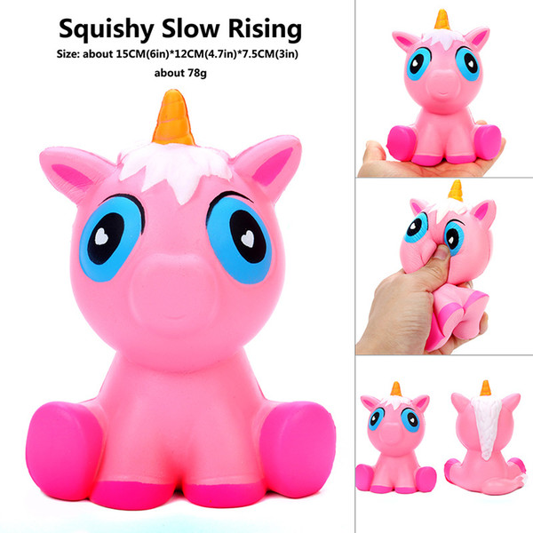 Squishy unicorns 15CM Jumbo Slow Rising Soft horse Oversize Phone Squeeze toys Pendant Anti Stress Kid Cartoon Toy Decompression kids toys