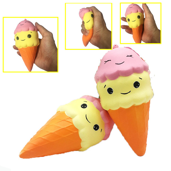 16cm Jumbo Squishy toys Ice Cream Cone Smile Squishies Big Scent Slow Rising Phone Straps kids toys christmas gifts