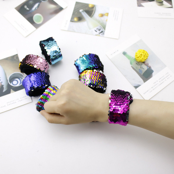 15 Colors 21*3cm Charm Bracelets DIY Mermaid Sequin Wristband Glitter Jewelry Bangle Wedding Party Christmas Gifts kids toys