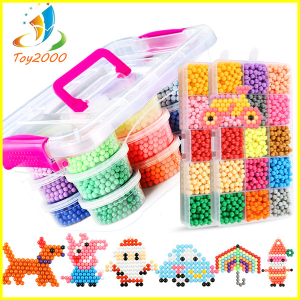 24Color Water Aqua beads toys sticky perler beads pegboard set fuse beads jigsaw puzzle Water magic bead beadbond educational kids toys