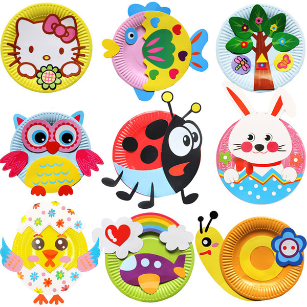 Easter Day DIY Paper plate painting Easter children handmade paste material package kindergarten creative paper plate painting kids toys