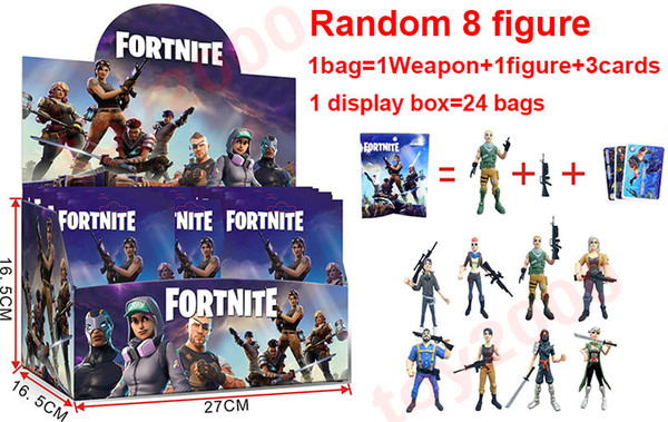 100types Action Figure Cartoon Fortnite Plastic Doll toys kids 11cm-12cm 4.5inch game llama skeleton role Child Toy with display box =24bags