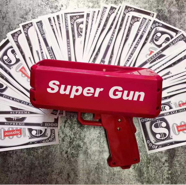 Cash Cannon Money Gun Super Money Gun Fashion Toy Make It Rain Money Gun Red Christmas Gift Toys Pistol Children Posing Cool Gif