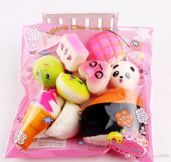1lot=10pcs Squishy Simulation PU Donut Slow rebound Soft Cute Phone Charms Slow Rising Jumbo Buns Cream Christmas