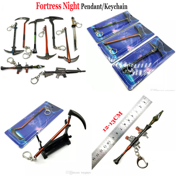 27 Style Fortnite Night Game 3D Hammer Axe Weapon Model Fortress Night Pendant Pickaxe Action Figures Keychain Buckle Party Favor kids toys