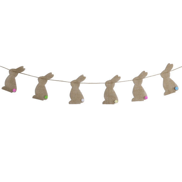 1.8 Meters Easter Bunny Banners Burlap 6 Rabbit Garland Hanging Ceiling for Easter Decorations Home Party Decor Kids Favors