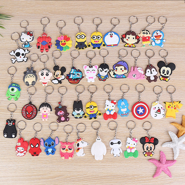 Cute Cartoon Keychain Key Ring Gift For Women Girls Bag Pendant PVC action Figure Charms Key Chains Jewelry porte clef