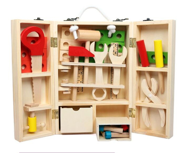 Baby Toys Kids Wooden Multifunctional Tool Set Maintenance Box Wooden Toy Baby Nut Combination Chirstmas/Birthday Gift