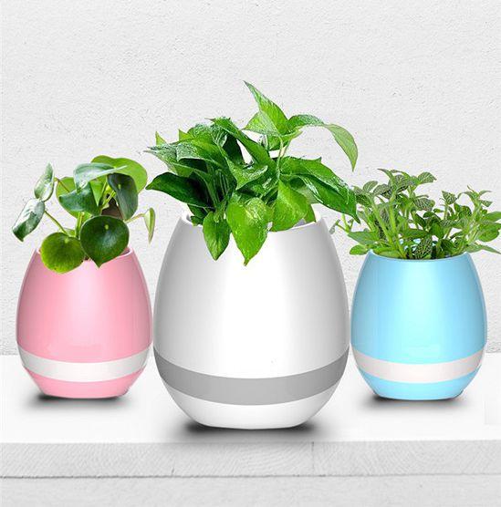 Bluetooth Music Flower Pots Speakers Intelligent Plant Interaction Multi-color linght Fun for office and Home Decompression Toy New Fashion
