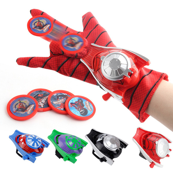 Wholesale Cosplay Marvel Avengers Super Heroes Gloves Laucher Spiderman Ironman One Size Glove Gants Props Christmas Gift for Kid toys