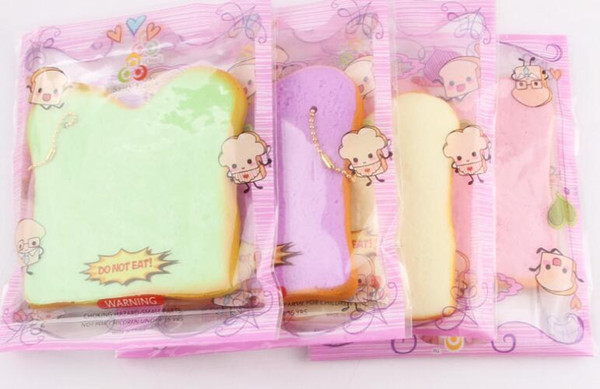 New 14cm Squishy Super Jumbo Slow Rising Colorful Bread Toast Kawaii Phone Strap Kid Toy Gift Soft Decorations Collectibles