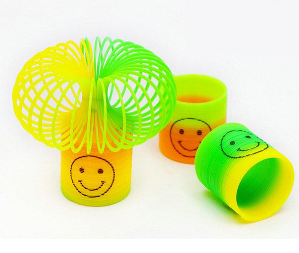 DHL 144PCS 3.5cm Colorful Magic rainbow spring circle Slinky Children Classic Development Educational Plastic Toy Kids Christmas Gifts