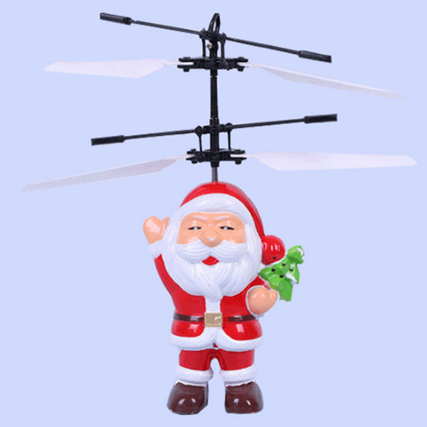 Electric Infrared Sensor Flying Santa Claus Induction aircraft Toys RC Helicopter Drone Toy Kids Christmas Gifts 50PCS