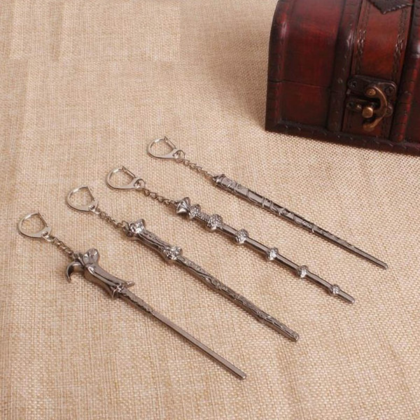 Magic Novel Harry Potter Vintage Necklace Classic Goblet of Fire Necklace Alloy Magic Wand Pendant Keychain gifts toy for man