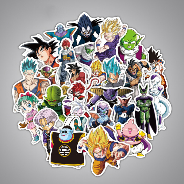 36PCS\Lot DBZ Anime Dragon Ball Stickers Super Saiyan Goku Cartoon Skateboard Sticker decal Children's Toy Boys Girls Gift