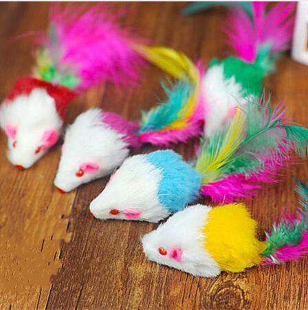 Pet supplies Funny cat cat and mouse with color tail plush cats love rats The cat toys on sale