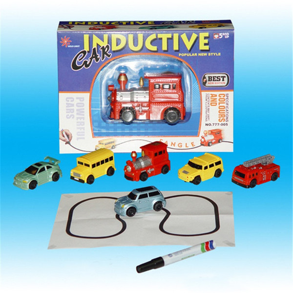 Mini Magic Pen Inductive Fangle Vechicle Toy Children's Car Truck Tank Car Toy Creative Gift with Retail Box 50PCS