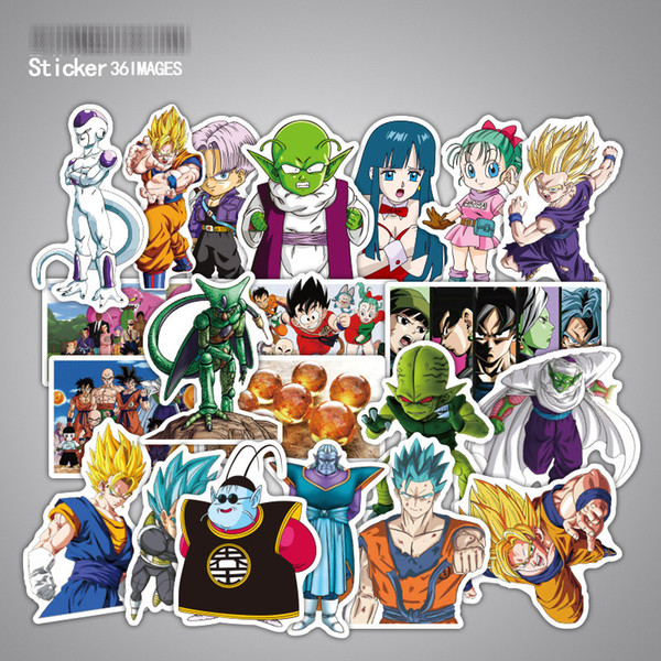 36 pcs/set Dragon Ball Z Graffiti Sticker Personality Luggage DIY stickers cartoon PVC Wall stickers bag accessories kids gift toys B001