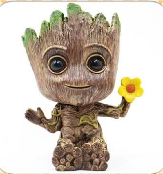 Groot Action Figures 14cm 2 Styles PVC Cartoon Anime Tree Man Doll Pot Home Decoration Fashion Brush Pot Novelty Items