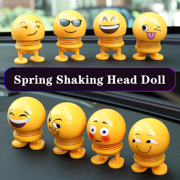 Shaking head car doll spring cute smiley doll car decorations indoor dashboard decoration bouncing toy 6pcs/