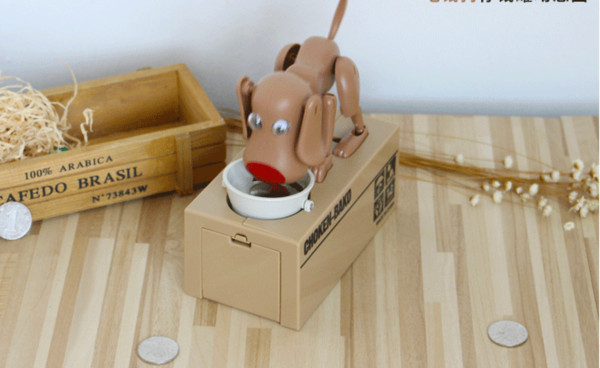 2017 creative eating dog children's toy check money piggy bank birthday gift black and brown white