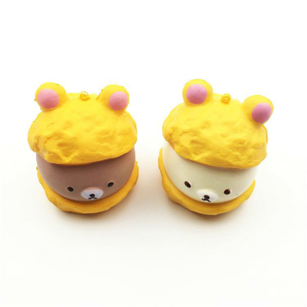 At A Loss Direct Selling Kawaii Cute Squishy Rilakkuma Cap Panda/Bear Cartoon Super Slow Rising Phone Strap Pendant Bread Cake Kid Toy Gift