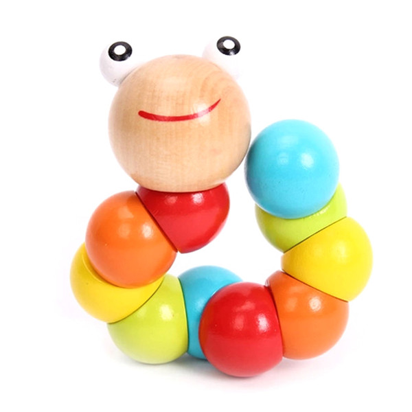 DIY Baby Kids Candy Color Flexible Twisting Caterpillar Wooden Toy Infant Educational Developmental Insects Puzzles Kids Fingers Gift