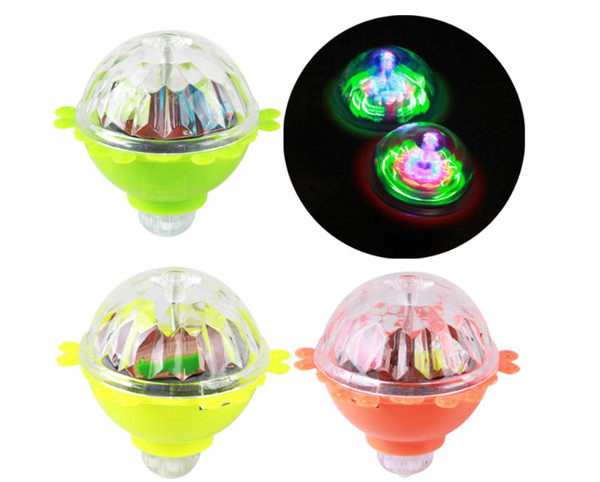 Newest Friction Gyro Children Glow Gyro Spinning Glitter Gyro Toy with led Flash Inertial rotating top toy UFO toys