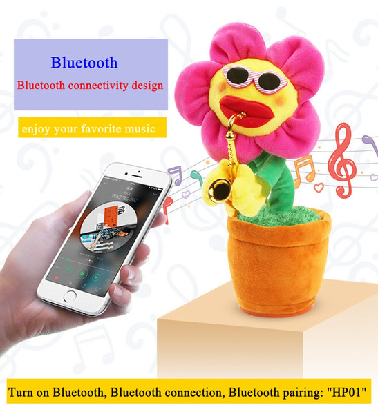 Newest Novelty toys electric sunflowers toy singing and dancing toys Saxophone enchanting flower with bluetooth play and build-in 16 songs