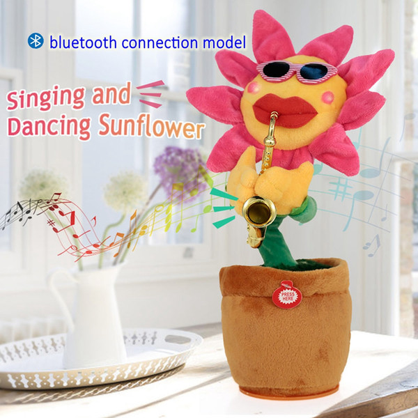 Bluetooth play Music Dancing Electric Plush Sunflower Toy Novelty electric sunflowers toys best birthday gift Saxophone enchanting flower