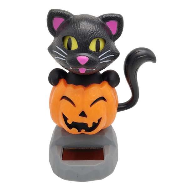 Cartoon Solar Powered Dancing Pumpkin Cat Swing Figure Model Toy Dashboard Car Desk Decoration