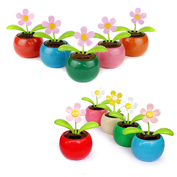 Wholesale- MUQGEW New Colorful Solar Powered Dancing Flower Swinging Animated Dancer Toy Car Decoration Car Solar Flowers Accessories Toys