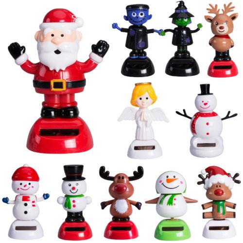 Solar Powered Dancing Toy Christmas Santa Snowman Car Table Decor Ornaments White Red Xmas Decoration Gift