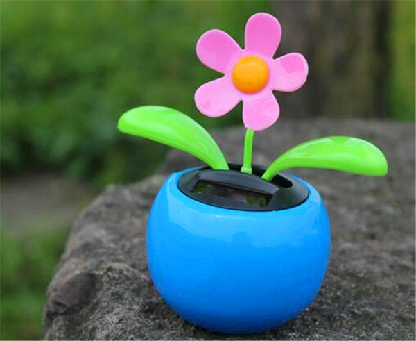 Wholesale Solar Energy Toys Automobile Decoration Solar Power Automatic Swing Apple Flowerpot Moving Dancing Butterfly Car Toy Interesting