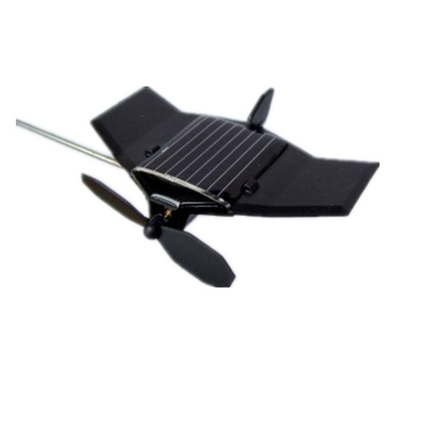 Wholesale-New Assembly Mini Solar Plane Aircraft Black Plastic Car Decoration Propeller Circle rotation Scientific Educational Toys Gift