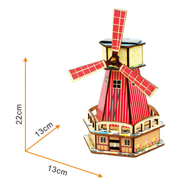 ovelty Gag Solar Toys Miniaturas Houses Waterwheel Windmill Solar Powered Toys Kids Science Educational DIY 3D Three-Dimensional Model W...