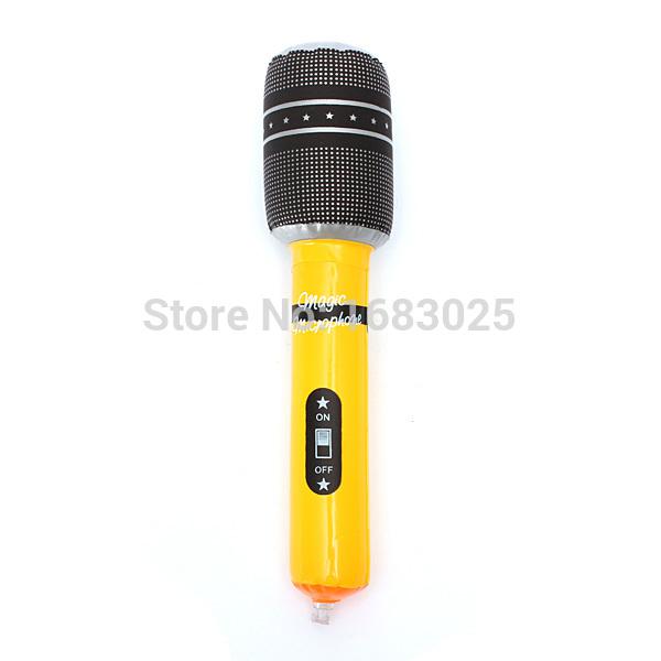 Wholesale-24CM Inflatable Microphone Blow up Mic Music Hen Stag Party Favor Kids Toy Gift Inflatable Microphone Disco Rock Toy