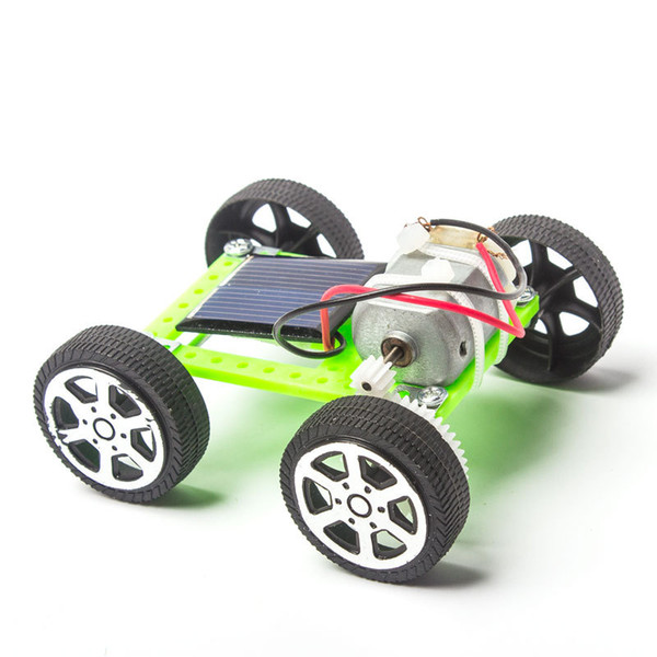 Mini plastic children science elementary school experiment science educational toy Mini Solar Vehicle DIY make solar energy trolley