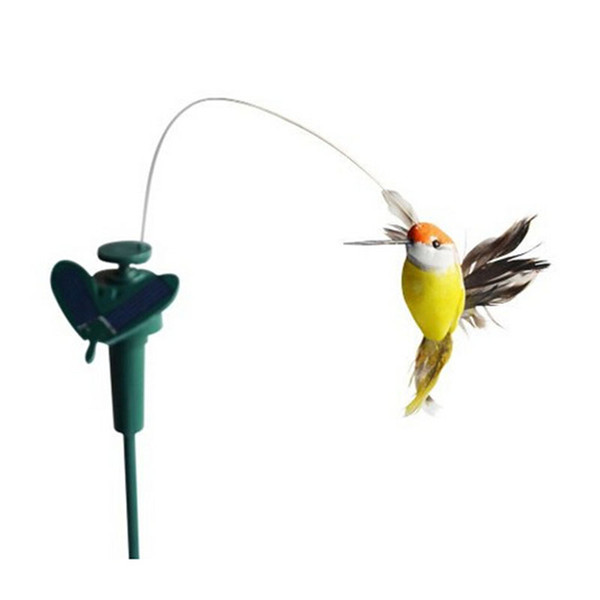 Wholesale- LeadingStar Funny Solar Toys Flying Fluttering Hummingbird Flying Powered Birds Random Color For Garden Decoration Hot selling