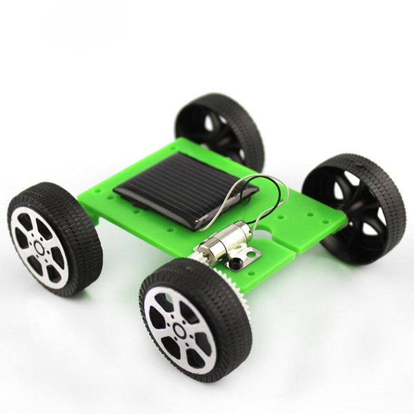 Green 1pcs Mini Solar Powered Toy DIY Car Kit Children Educational Gadget Hobby Funny