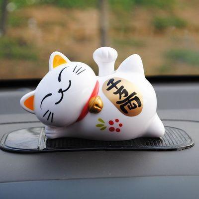 10PCS Solar Cat Toys + 1 Car Anti-slip Mat Solar Powered 11cm Maneki Neko Lucky Waving Beckoning Fortune Cat Car Decor