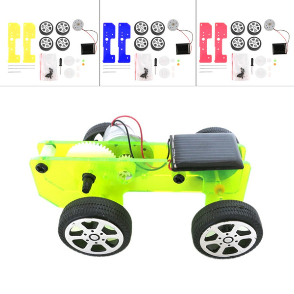 Wholesale-1pc Self assembly Mini Funny Solar Powered Toy DIY Car Kit Children Educational Gadget Hobby Worldwide sale