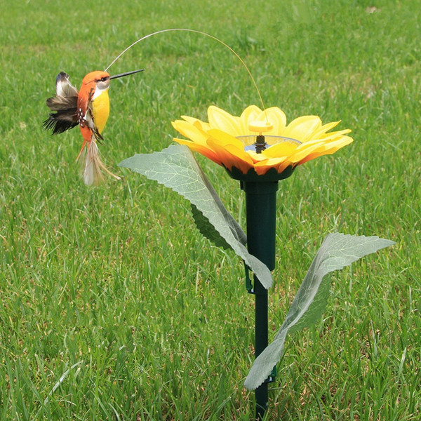 EMS 72set Solar power garden hummingbird sunflower flower simulation bird toy solar Energy battery combo Attract butterfly toys
