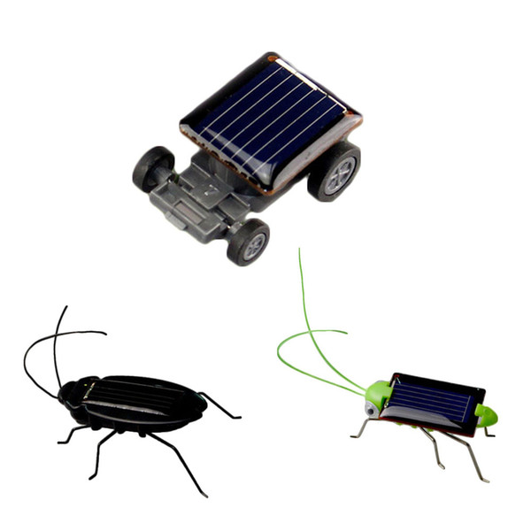Wholesale- 1pc Mini Kit Novelty Kid Solar Energy Powered Car Cockroach Power Robot Bug Grasshopper Educational Gadget Toy For Children